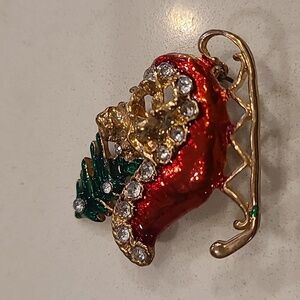 Festive Red and Gold Sleigh Brooch